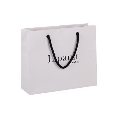 China 6 X 4 X 10 Inches White Kraft Paper Bags 230gsm With Eyelet Punching Handle for sale