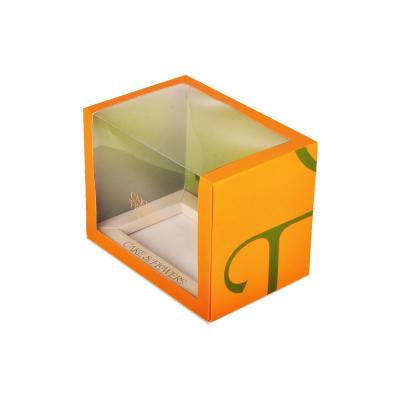 China Rectangle Custom Cake Boxes With Window 350g Coated Paper Material for sale