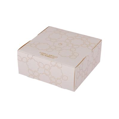 Chine Boîte de papier pliable adaptée aux besoins du client d'emballage de gâteau avec la carte intérieure brillante d'or de fleurs à vendre