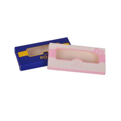 China Blue Yellow Pink 350G Art Paper Eyelash Paper Box With Plastic Tray Window OEM for sale