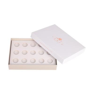 China White Gold Stamping Chocolate Paper Boxes Lids And Bottom Box Packaging With Insert for sale