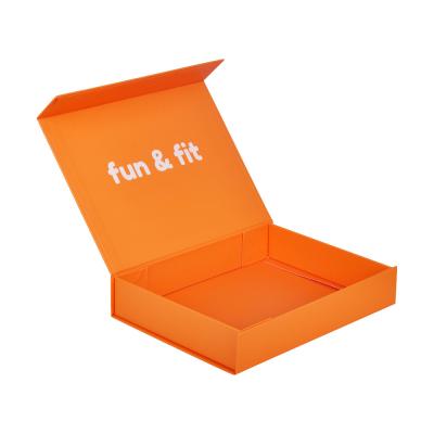 China Rectangle Orange Rigid Paper Magnetic Gift Box Packaging Product Foldable for sale