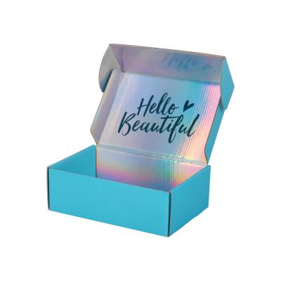Κίνα Blue Hologram Corrugated Paper Box Packaging Clothing Shipping προς πώληση