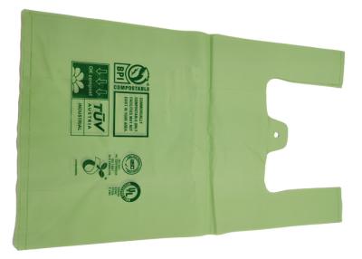 China 100% Biodegradable 25 Micron Compostable Shopping Bags Flat Bottom Seal for sale