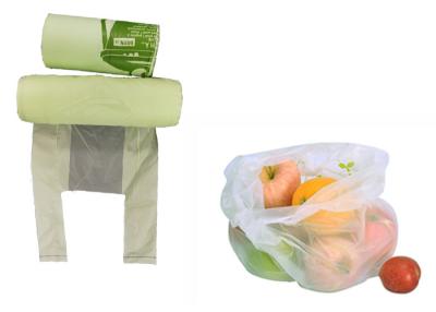China PLA 50mic Biodegradable And Compostable Bags With T Shirt Handle for sale
