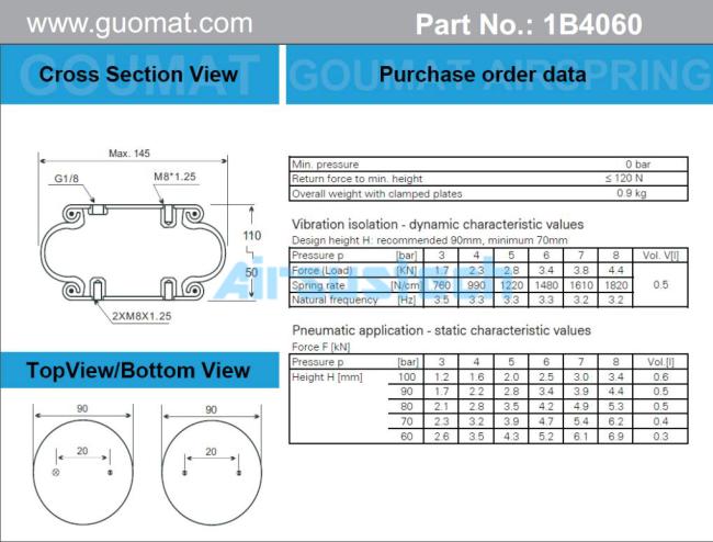 Weforma WBE 100-E1 air spring technical drawing