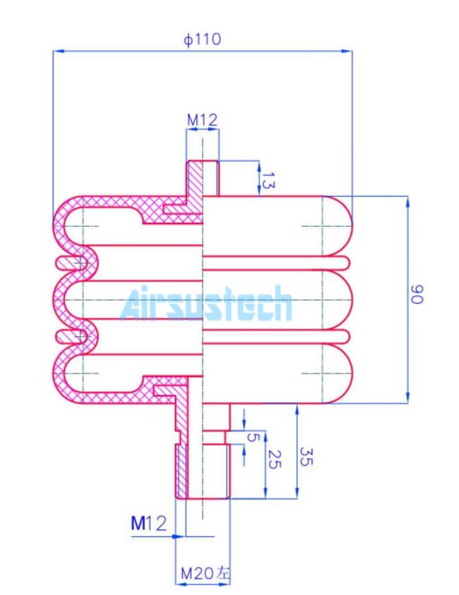 MB-90-3 Air Spring Technical Drawing