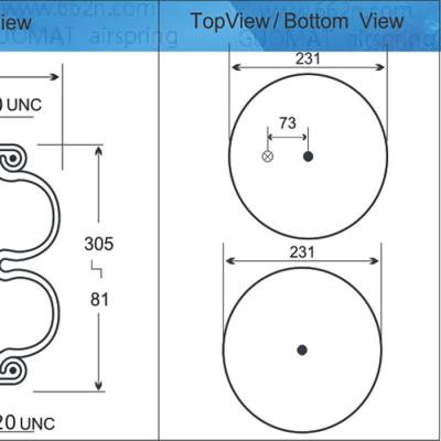 중국 2개의 뒤얽힌 공기 스프링 회의 Firestone W01-358-7183 Contitech FD 330-22 471 3/8NPT 거리 청소부 기계 판매용