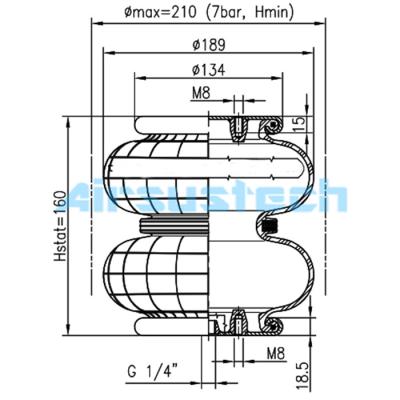 Cina SP 2 B 07 R Phoenix Air Spring 75 mm Altezza SP2B07R Doppia sospensione pneumatica industriale avvolgente in vendita