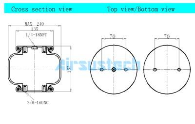 Cina Molla pneumatica in gomma a convoluzione singola Firestone W01-358-7598, attacco aria 1/4NPT in vendita