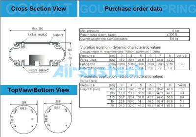 Cina Sistema di sospensione d'aria in gomma metrica a molla singola TRP AS71030 G3/4 M8 in vendita
