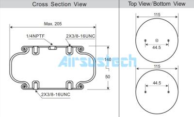 Cina Stile 110 Firestone W01-358-7451 1/4NPTF Air Fitting Single Industrial Air Spring in vendita