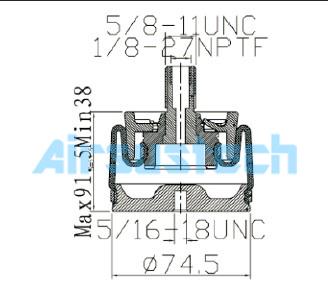 Cina 1S3-013 Goodyear Sleeve Rubber Air Spring AIRSUSTECH G3013 Sospensione a scossa d'aria in vendita