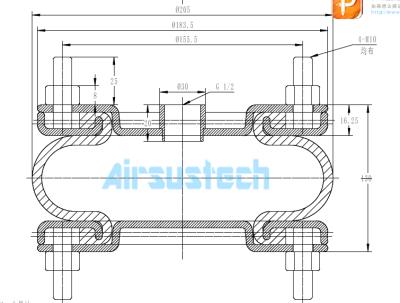 China Vibration Isolation Pneumatic Air Actuator Contitech FS 76-7 DS 4-M10 Air Spring for sale