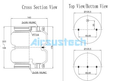 China 100% Tested Air Lift 2B5813 Double Convoluted Suspension Air Spring for Truck for sale