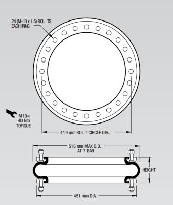 Cina W01-358-7272 Firestone Flange Connection Air Spring 24-M10 viti da Guangzhou in vendita