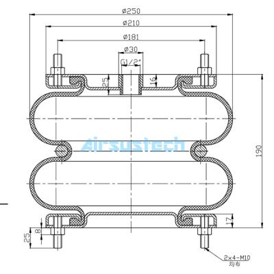China Static Height 190MM Contitech FD 210-22 DS Double Convolution Air Actuator Spring for sale