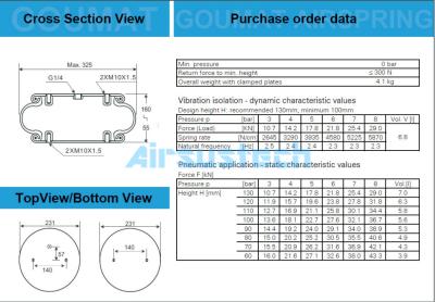 China Contitech Convoluted Suspension Air Spring FS 330-11 Industrial Bellows M10 Holes for sale