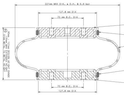 Cina Soffietti dell'incrocio 1B8-850 Goodyear della molla pneumatica del Firestone W01-M58-6166 579-913-530 in vendita
