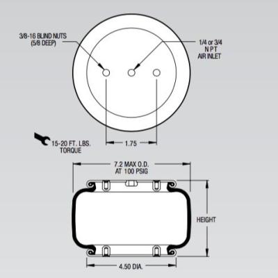 Chine Style 160 de suspension de tour d'air du ressort pneumatique de W01-358-7751 Firestone W01-358-7592 à vendre