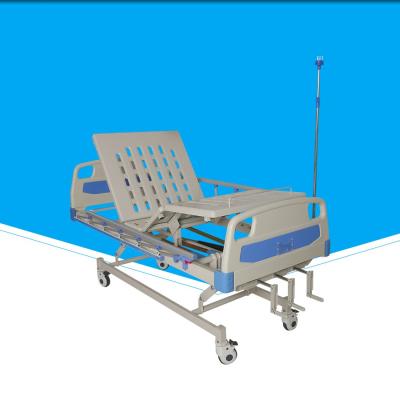 China 500 - 780mm Portable Hospital Bed , Foldable Manual Adjustable Bed With IV Stand for sale