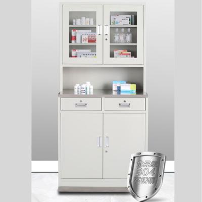 China Electrolytic Plate Hospital Medicine Display Cabinet With Two Drawers for sale