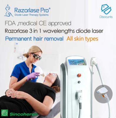 China FDA CE approved Sincoheren Razorlase like lightsheer Soprano SHR hair removal laser diode laser hair remova for sale