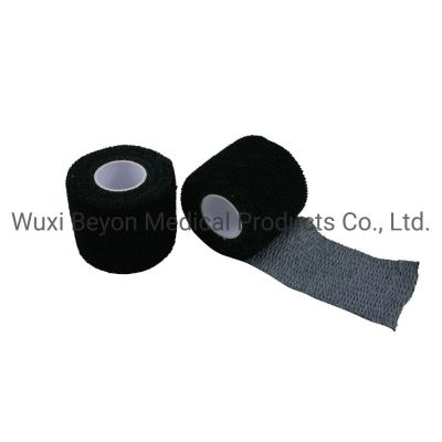 China Bandaje de levantamiento de pesas negro con cinta adhesiva elástica en venta