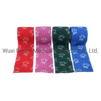 China Fixation OEM Cohesive Bandage Patterned Cohesive Wrap Vet Flexible Self-Adhesive for sale