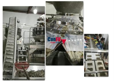 Chine Machine de pesage principale de 14 Multihead pour la crevette remplissante Tray Conveyor prêt de crevette rose à vendre