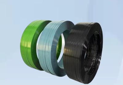 China Durable Green Color PET Band Strapping Heavy Duty Embossed Smooth For Packing for sale