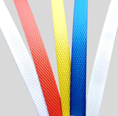 China Colorful Embossed Polyester Plastic Packing Belt Pallet Plastic PET Strap For Cargo Packing for sale