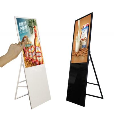 China Portable foldable Alone Standing 49 inch TFT LCD LED wifi network Android signage Menu board Poster AD touchscreen kiosk for sale