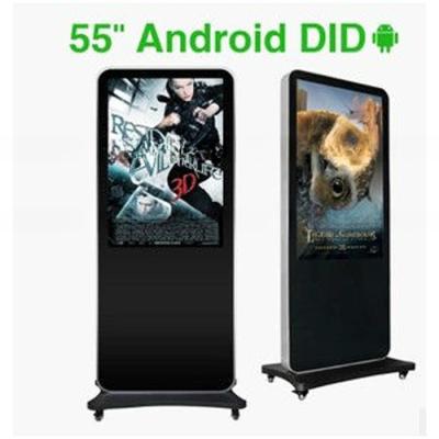 China UHD 4K 55 inch free stand android 4G wifi network control LCD video advertising TV kiosk for hotel shopping mall restaurant for sale
