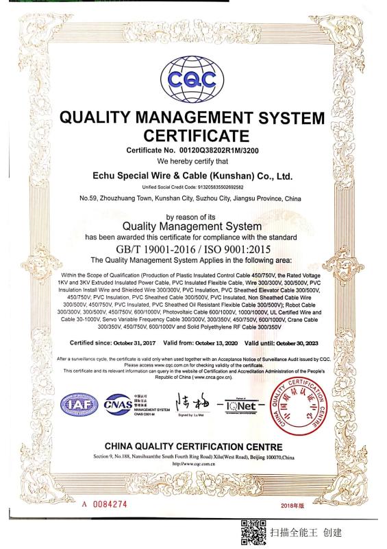 ISO9001-2015(3) - Shanghai Echu Wire & Cable Co.,Ltd