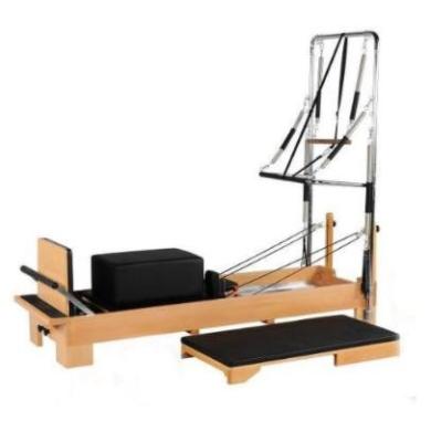 China OEM Wood Steel Pilates Exercise Equipment Pilates Reformer With Half Trapeze for sale