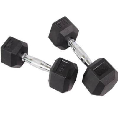 China Free Weight Rubber Hex Dumbbell Cross Fitness Dumbbell Gym Equipment for sale