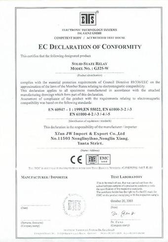 EC Declaration of Conformity - Xi'an JW Import & Export Co.,Ltd