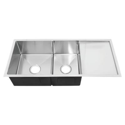 China Stainless Steel Rectangle Kitchen Sink With Drainboard Easy Installation for sale