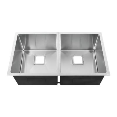 China Upc Double Bowl Stainless Steel Kitchen Sink Above Counter Installation / Double Stainless Steel Kitchen Sink for sale