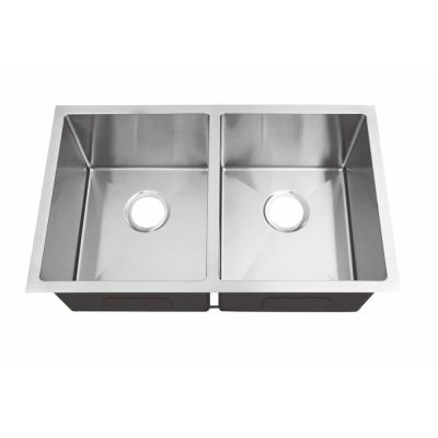 China Round Double Bowl Kitchen Sink Polished Surface With Two Tap Holes for sale
