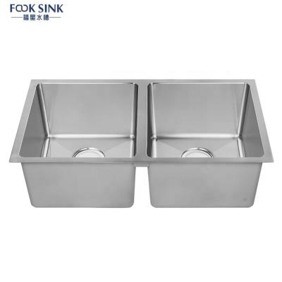 China Anti Rust Stainless SUS3O4 Undermount Double Kitchen Sink Quick Delivery for sale