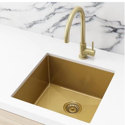 China SUS304 Single Bowl Gold Kitchen Basin Sink Surface Anti Scratch Nano for sale