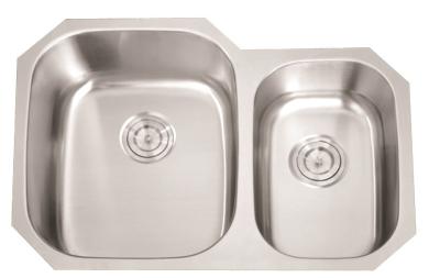 China Satin Finish Double Bowl Stainless Steel Sink Undermount Modern Design / Double Bowl Stainless Steel Kitchen Sink for sale