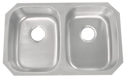 China 29 Inch Double Bowl Kitchen Sink With 15 Mm Radius Curved Corners for sale