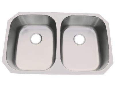 China 34 inch 50/50 Double Bowl Undermount 16 gauge Stainless Steel Kitchen Sink for sale