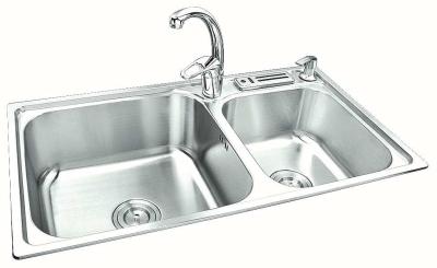 China SS 304 Top Mount Stainless Steel Sink , Double Bowl Kitchen Sinks CE/UPC Certified for sale