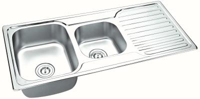 China 304 Ss Double Bowl Sink , Fashion Double Bowl Sink Unit For 500 Base Unit / Round Kitchen Sink for sale