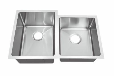China Double Bowl Undermount Kitchen Sink Manual Made With Polished Surface for sale
