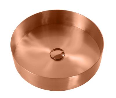 China Undermount Single Round Bathroom Stainless Steel Sink Counter Top Gold for sale